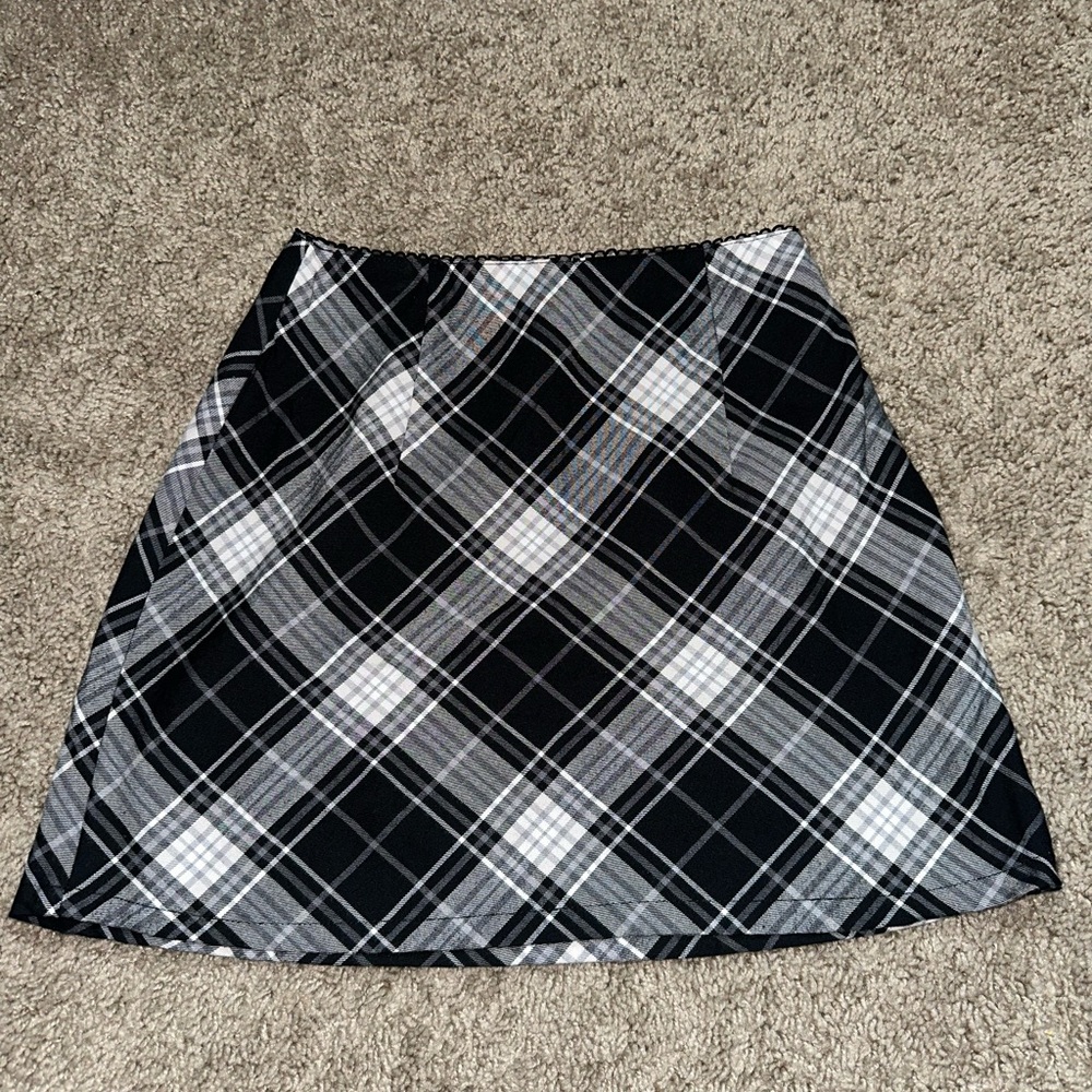 Plaid Black and White Women's Skirt